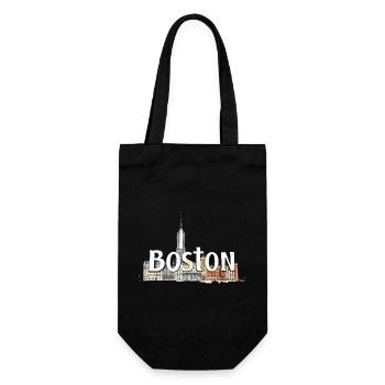 Boston USA Geschenkidee - Geschenkbeutel für Flaschen - Schwarz - Vorne