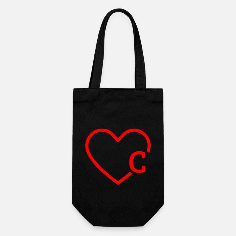 letter c red heart - Gift Bag for Bottles - black