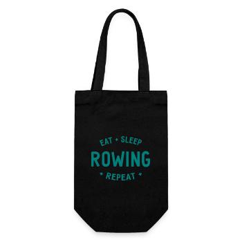 Eat Sleep Rowing Repeat Rudern Ruderer - Geschenkbeutel für Flaschen - Schwarz - Vorne