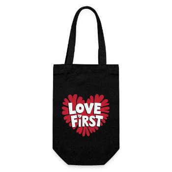 love first - Geschenkbeutel für Flaschen - Schwarz - Vorne
