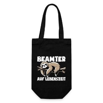 Faultier Beamter auf Lebenszeit - Spruch - Geschenkbeutel für Flaschen - Schwarz - Vorne