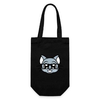 Schlaue Nerd Katze Hornbrille Geek Kätzchen Brille - Geschenkbeutel für Flaschen - Schwarz - Vorne