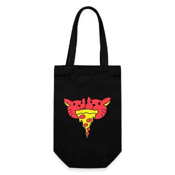 2 Katzen Essen Salami Pizza Fast Food Hunger Team - Geschenkbeutel für Flaschen - Schwarz - Vorne