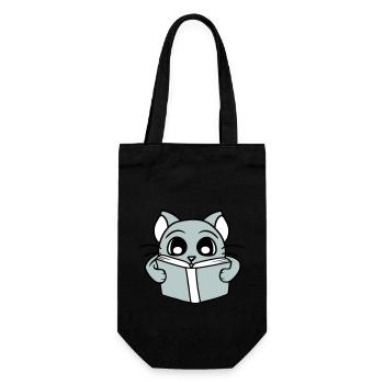 Nerd Katze Liest Roman Buch Schule Lesen Lernen - Geschenkbeutel für Flaschen - Schwarz - Vorne