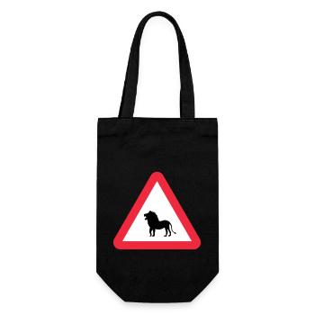 Caution Lion Warning - Gift Bag for Bottles - black - Front