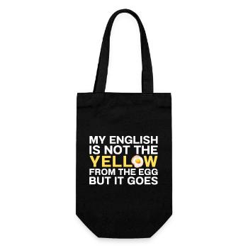 My English Is Not The Yellow From The Egg Denglish - Geschenkbeutel für Flaschen - Schwarz - Vorne