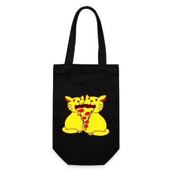 2 Katzen Essen Salami Pizza Fast Food Hunger Team - Geschenkbeutel für Flaschen - Schwarz - Vorne