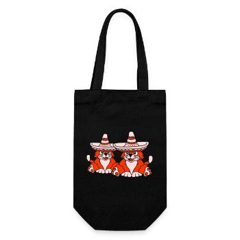 2 Sombrero Hat Chats Amis de la culture mexicaine - Sac à bouteille - noir - Devant