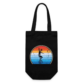 Einrad Retro Einradfahren Zirkus - Geschenkbeutel für Flaschen - Schwarz - Vorne