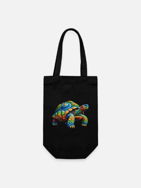Bunte Regenbogen Schildkröte - Geschenkbeutel für Flaschen - Schwarz