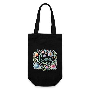 Lena Last name First name Watercolor - Gift Bag for Bottles - black - Front