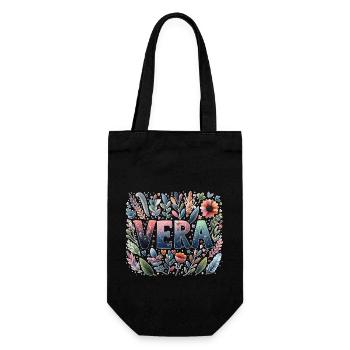 Vera Surname First name Watercolor - Gift Bag for Bottles - black - Front