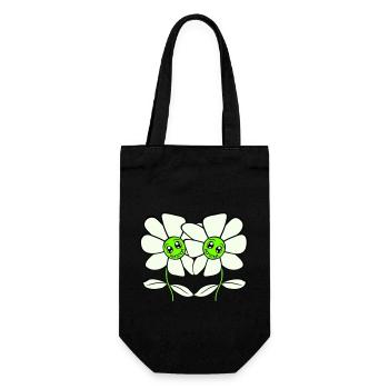 Two Pretty Beautiful Flowers Flowers Blossoms Friends - Gift Bag for Bottles - black - Front