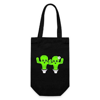 2 Cactus Pair Plants Prickly Cacti Love - Gift Bag for Bottles - black - Front