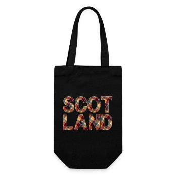 Schottland Tartan Schriftzug Dudelsack Highlands - Geschenkbeutel für Flaschen - Schwarz - Vorne