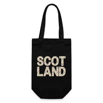 Schottland Tartan Schriftzug Dudelsack Highlands - Geschenkbeutel für Flaschen - Schwarz - Vorne