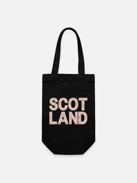 Schottland Tartan Schriftzug Dudelsack Highlands - Geschenkbeutel für Flaschen - Schwarz