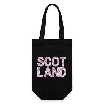 Schottland Tartan Schriftzug Dudelsack Highlands - Geschenkbeutel für Flaschen - Schwarz - Vorne