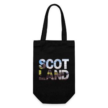 Schottland Tartan Schriftzug Dudelsack Highlands - Geschenkbeutel für Flaschen - Schwarz - Vorne