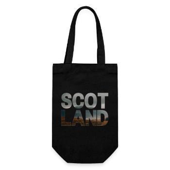 Schottland Tartan Schriftzug Dudelsack Highlands - Geschenkbeutel für Flaschen - Schwarz - Vorne