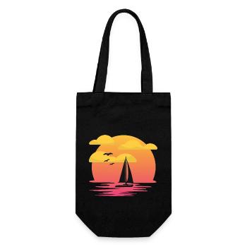 Schiff im Sonnenuntergang. - Geschenkbeutel für Flaschen - Schwarz - Vorne
