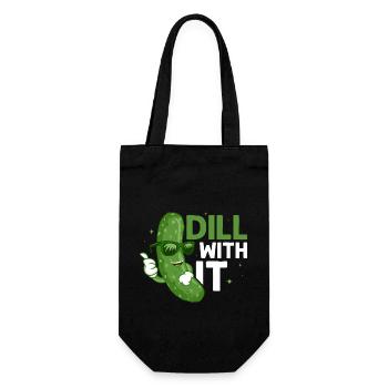 Dill With It Pickle Vegan Cucumber - Geschenkbeutel für Flaschen - Schwarz - Vorne