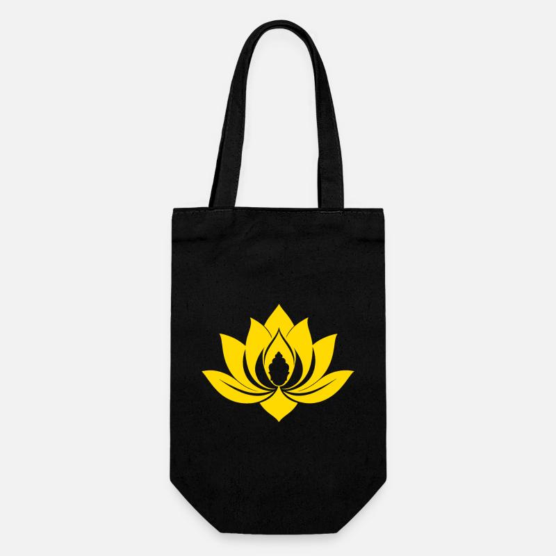 Gelber Lotus - Geschenkbeutel für Flaschen - Schwarz