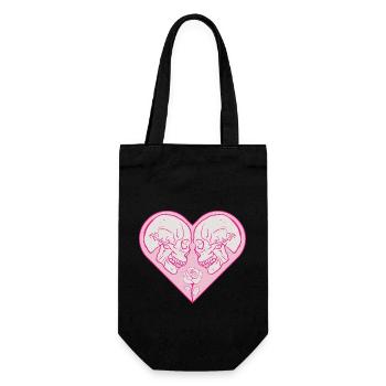 Love heart with two skulls - Geschenkbeutel für Flaschen - Schwarz - Vorne