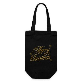 Merry Christmas - Geschenkbeutel für Flaschen - Schwarz - Vorne