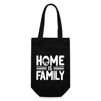 Zuhause ist Familie - Geschenkbeutel für Flaschen - Schwarz - Vorne