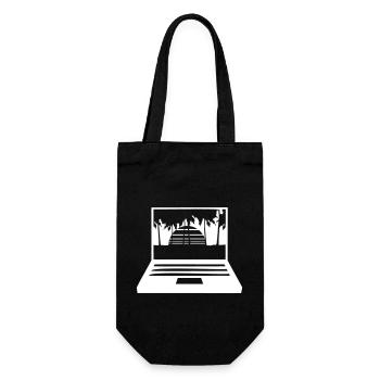 Laptop Computer Bildschirm Palmen PC Streifen Nerd - Geschenkbeutel für Flaschen - Schwarz - Vorne