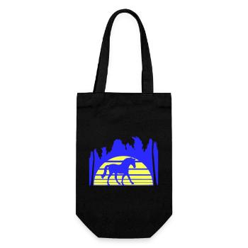 Horse Riding Lines Rider Sun Palm Trees Silhouette - Gift Bag for Bottles - black - Front