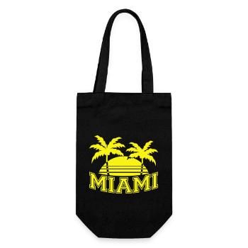 Miami USA Palmen Strand Sonne Amerika Florida Logo - Geschenkbeutel für Flaschen - Schwarz - Vorne