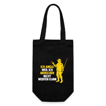 Ich Angle Weil Ich Menschen Nicht Werfen Kann - Geschenkbeutel für Flaschen - Schwarz - Vorne