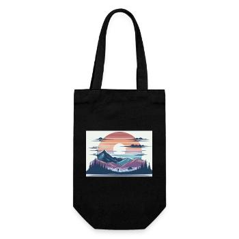 Sonnenuntergang in den Bergen - Geschenkbeutel für Flaschen - Schwarz - Vorne