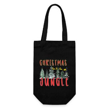 Christmas Jungle Graphic Lettering T-Shirt - Gift Bag for Bottles - black - Front