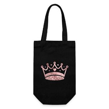 Königin/König Krone Glitter personalisierbar - Geschenkbeutel für Flaschen - Schwarz - Vorne