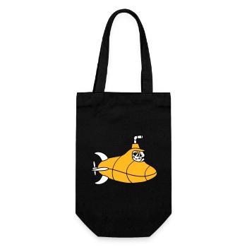Submarine Bird Duck Captain Chick Cute Comic Cartoon - Gift Bag for Bottles - black - Front