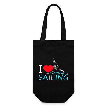 I Love Sailing Saying Waves Sailor Heart Love - Gift Bag for Bottles - black - Front