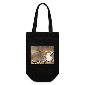 Merry Christmas Snowy Owl Winter Scenery - Gift Bag for Bottles - black - Front