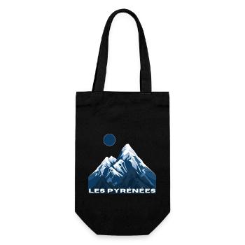 Les Pyrénées - idée cadeau - Sac à bouteille - noir - Devant