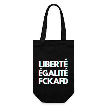 LIBERTÉ ÉGALITÉ FCKAFD – Statement Design - Geschenkbeutel für Flaschen - Schwarz - Vorne