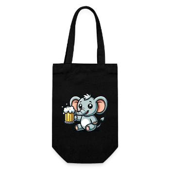 Cute Elephant Drinking Beer - Geschenkbeutel für Flaschen - Schwarz - Vorne