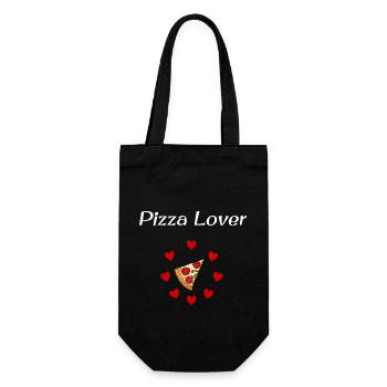 Pizza Lover Hearts Around Pizza - Gift Bag for Bottles - black - Front