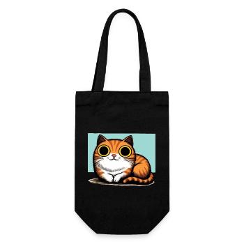 Süße Katze mit großen Augen - Geschenkbeutel für Flaschen - Schwarz - Vorne