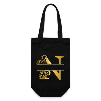 Personalized Letter n Gold Floral - Gift Idea - Gift Bag for Bottles - black - Front