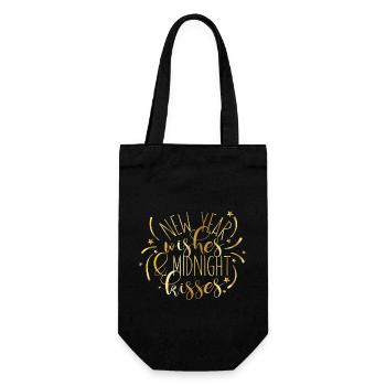 New Year Wishes and Midnight Kisses – New Year's Eve - Gift Bag for Bottles - black - Front