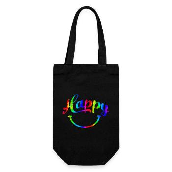 citations heureuses citation positive mignonne amour positivité - Sac à bouteille - noir - Devant