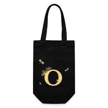 Letter o Golden Glitter Dragonfly - Gift Idea - Gift Bag for Bottles - black - Front