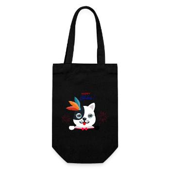 Greetings from a blue-eyed cat. - Gift Bag for Bottles - black - Front